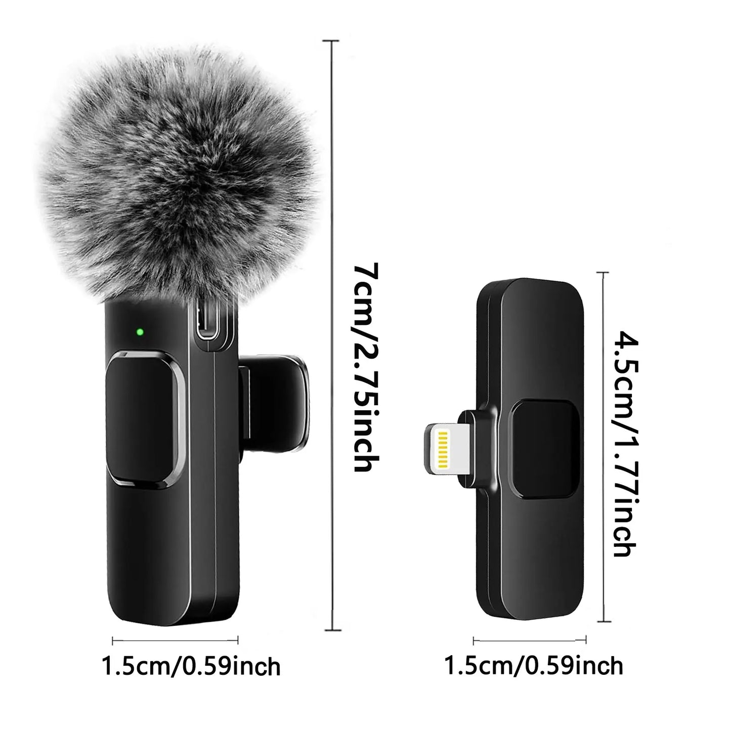  Lavalier Wireless Microphone Audio Video Recording Mini Mic for Iphone Android Mobile Phone Laptop Live Gaming Microphone