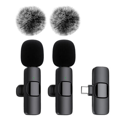  Lavalier Wireless Microphone Audio Video Recording Mini Mic for Iphone Android Mobile Phone Laptop Live Gaming Microphone